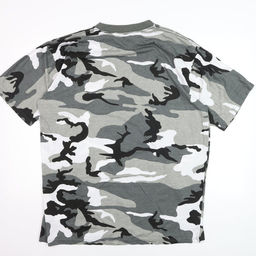 MFH Adventure Men's Grey Camouflage 3XL Cotton Crew Neck T-Shirt