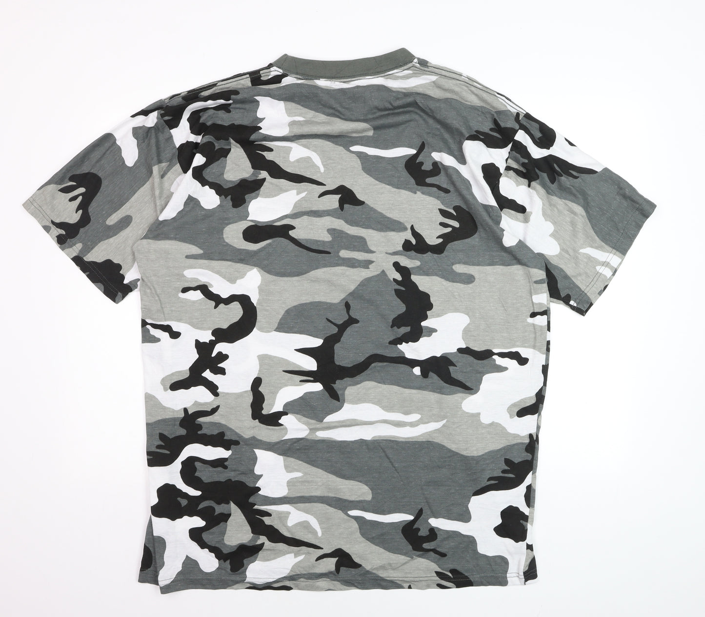MFH Adventure Men's Grey Camouflage 3XL Cotton Crew Neck T-Shirt