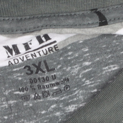 MFH Adventure Men's Grey Camouflage 3XL Cotton Crew Neck T-Shirt