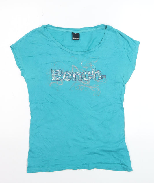 Bench Women's Blue Cotton Logo T-Shirt Size 12