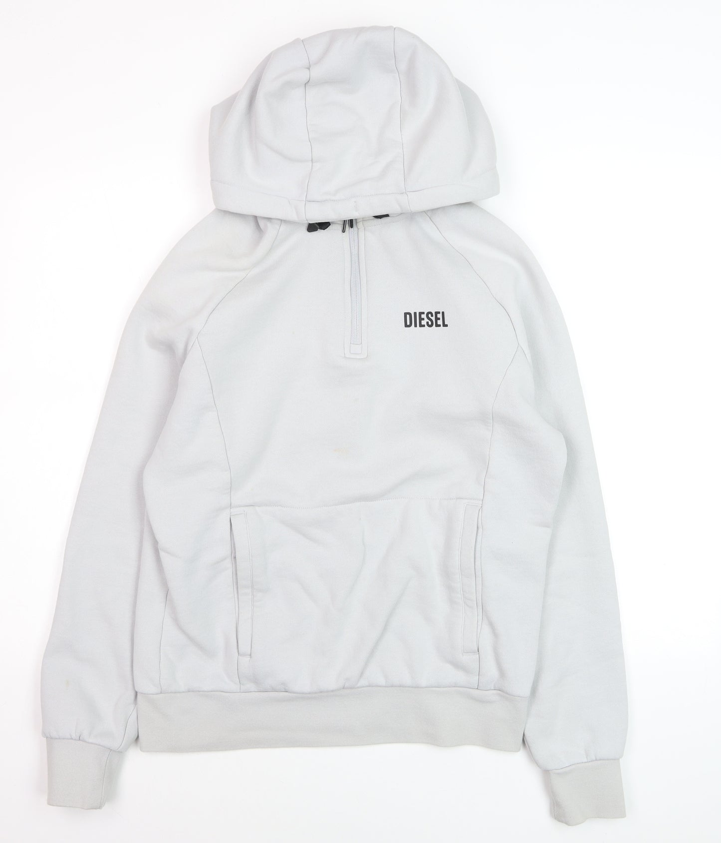 Diesel Men's White Small 1/2 Zip Hooded Sweatshirt Fleece