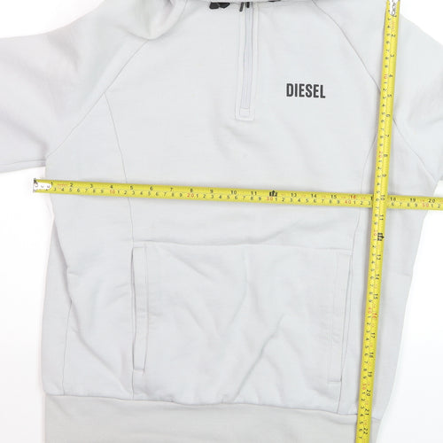 Diesel Men's White Small 1/2 Zip Hooded Sweatshirt Fleece
