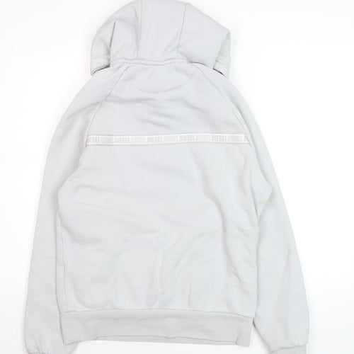 Diesel Men's White Small 1/2 Zip Hooded Sweatshirt Fleece