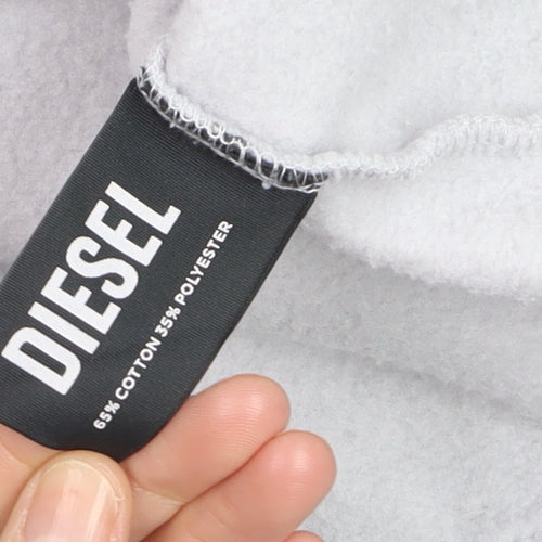 Diesel Men's White Small 1/2 Zip Hooded Sweatshirt Fleece