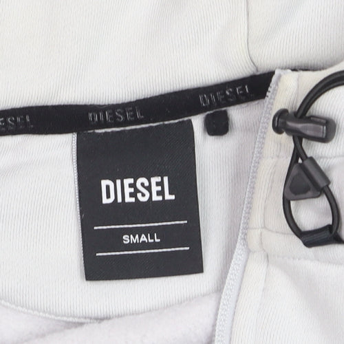 Diesel Men's White Small 1/2 Zip Hooded Sweatshirt Fleece