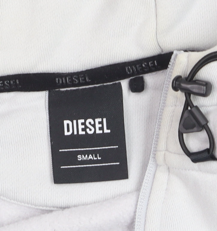 Diesel Men's White Small 1/2 Zip Hooded Sweatshirt Fleece