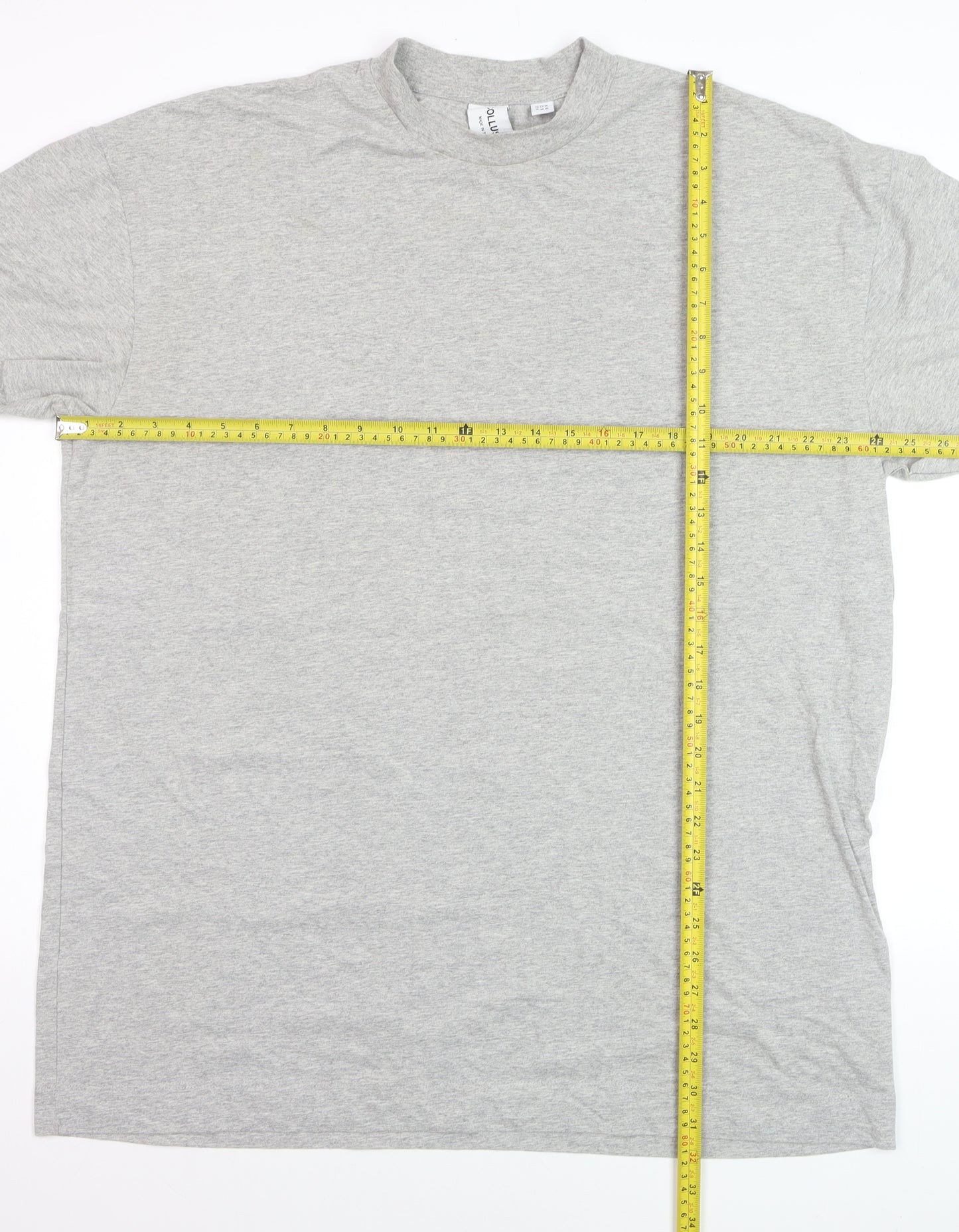 Collusion Mens Grey Crew Neck Cotton T-Shirt Size S Regular Fit