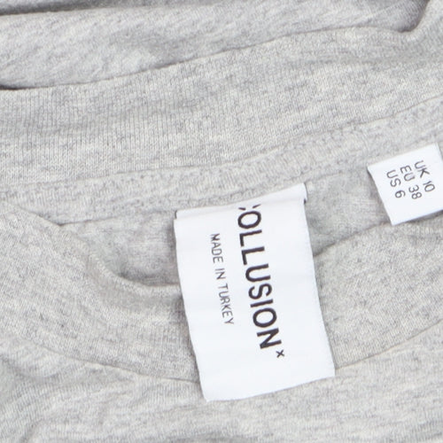 Collusion Mens Grey Crew Neck Cotton T-Shirt Size S Regular Fit