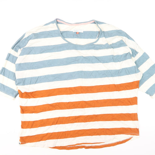 Brakeburn Womens Multicoloured Stripe 3/4 Sleeve Cotton T-Shirt Size 18