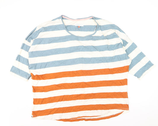 Brakeburn Womens Multicoloured Stripe 3/4 Sleeve Cotton T-Shirt Size 18