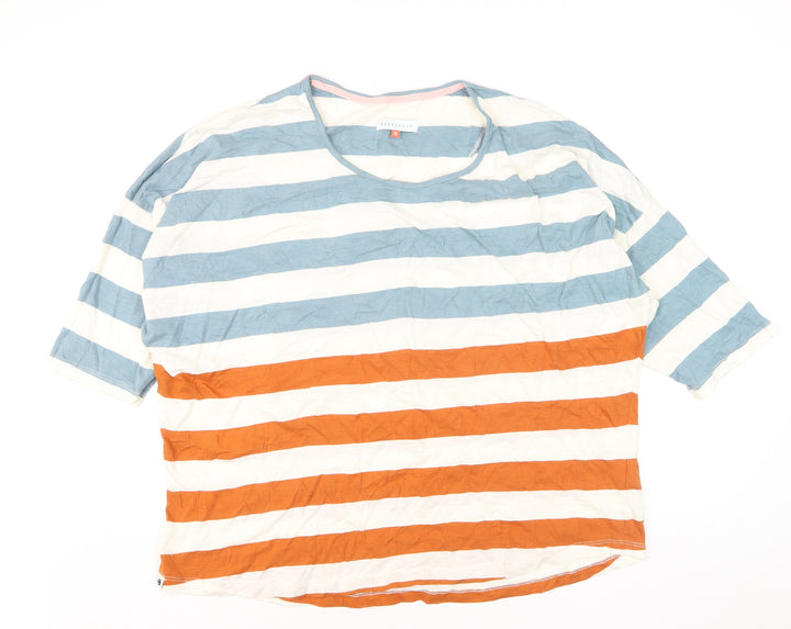 Brakeburn Womens Multicoloured Stripe 3/4 Sleeve Cotton T-Shirt Size 18