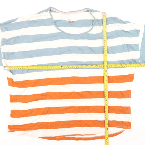 Brakeburn Womens Multicoloured Stripe 3/4 Sleeve Cotton T-Shirt Size 18