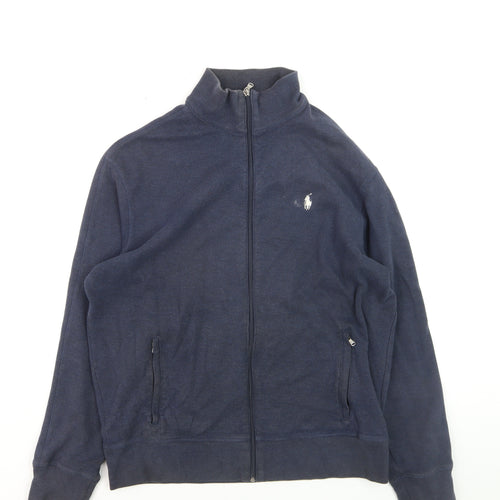 Polo Ralph Lauren Men's Blue Full Zip High Neck Jumper Size L