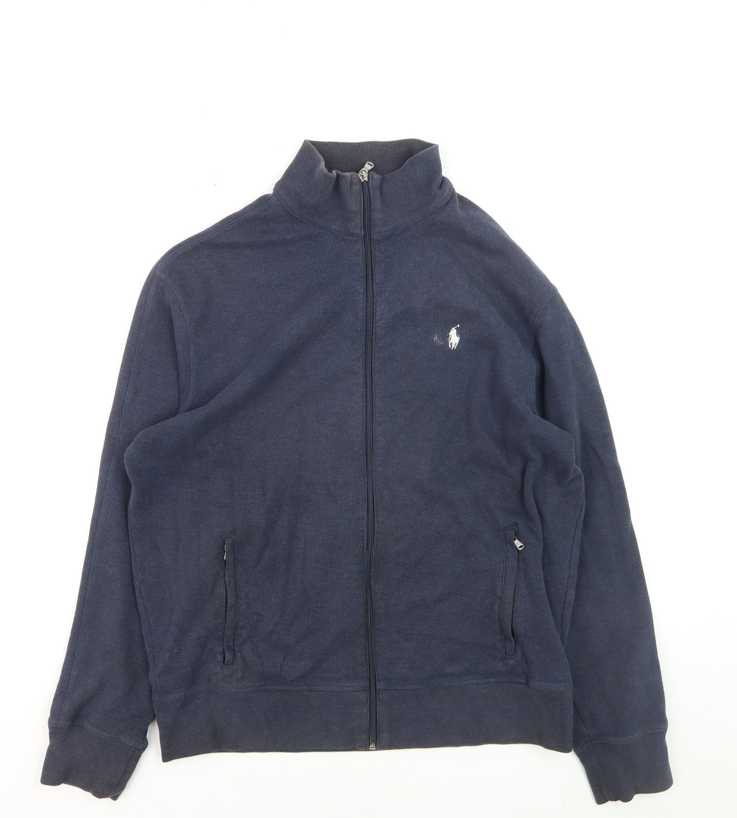 Polo Ralph Lauren Men's Blue Full Zip High Neck Jumper Size L