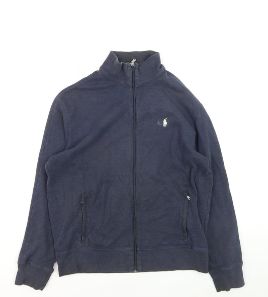 Polo Ralph Lauren Men's Blue Full Zip High Neck Jumper Size L