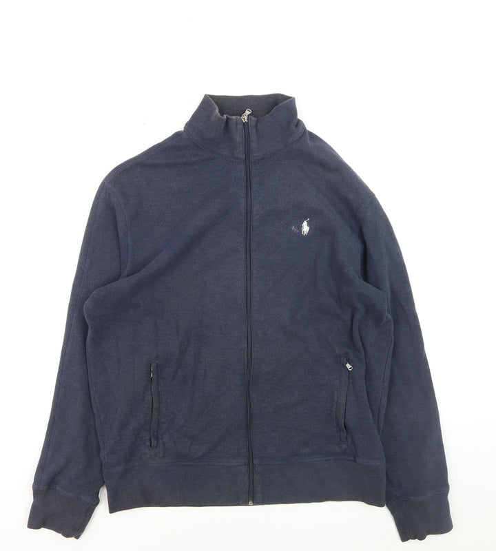 Polo Ralph Lauren Men's Blue Full Zip High Neck Jumper Size L