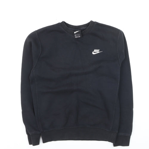 Nike Men's Black XS Fleece Pullover Sweatshirt Crew Neck Logo