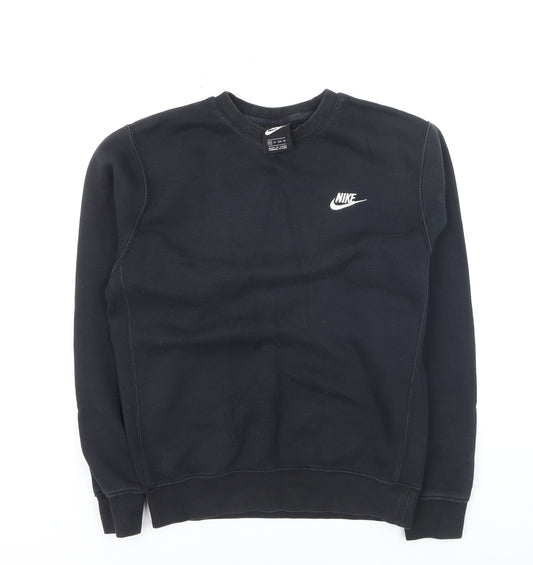 Nike Men's Black XS Fleece Pullover Sweatshirt Crew Neck Logo