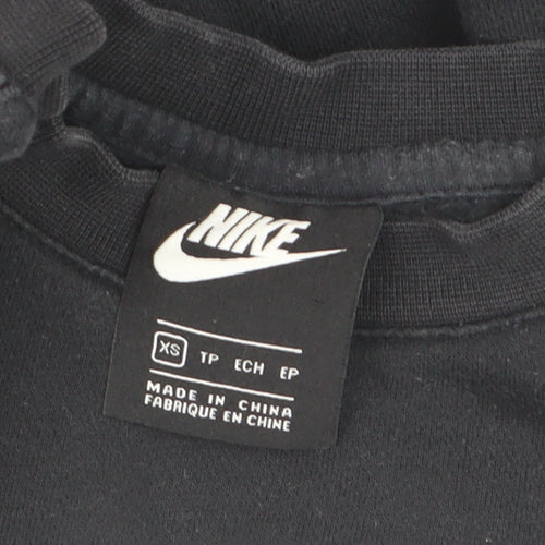 Nike Men's Black XS Fleece Pullover Sweatshirt Crew Neck Logo