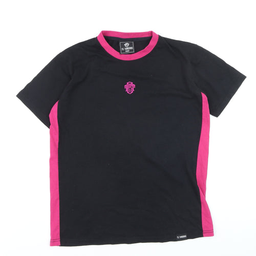 TC Threads Men's Black & Pink Gothic Skull Graphic Cotton T-Shirt Medium