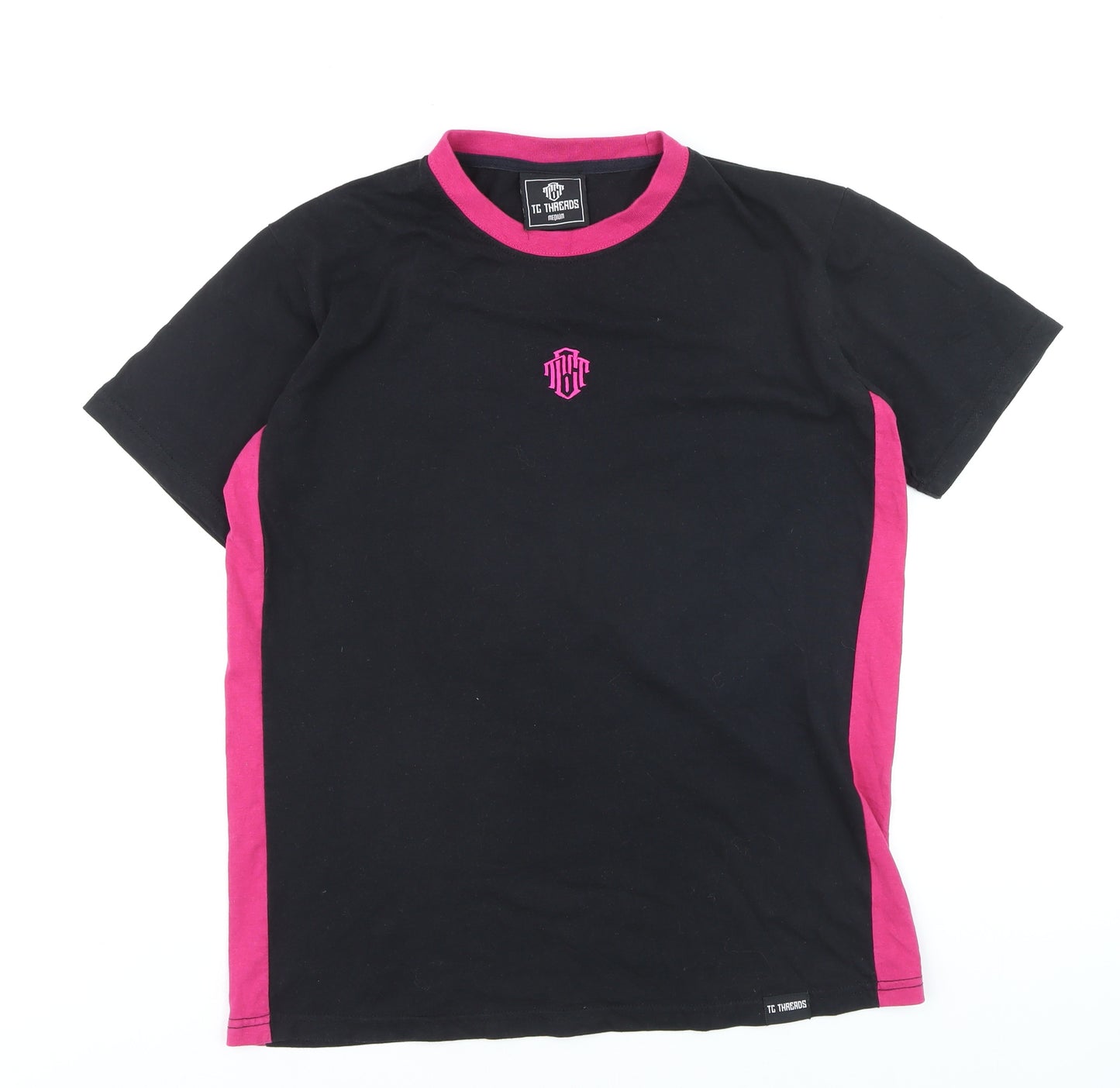 TC Threads Men's Black & Pink Gothic Skull Graphic Cotton T-Shirt Medium