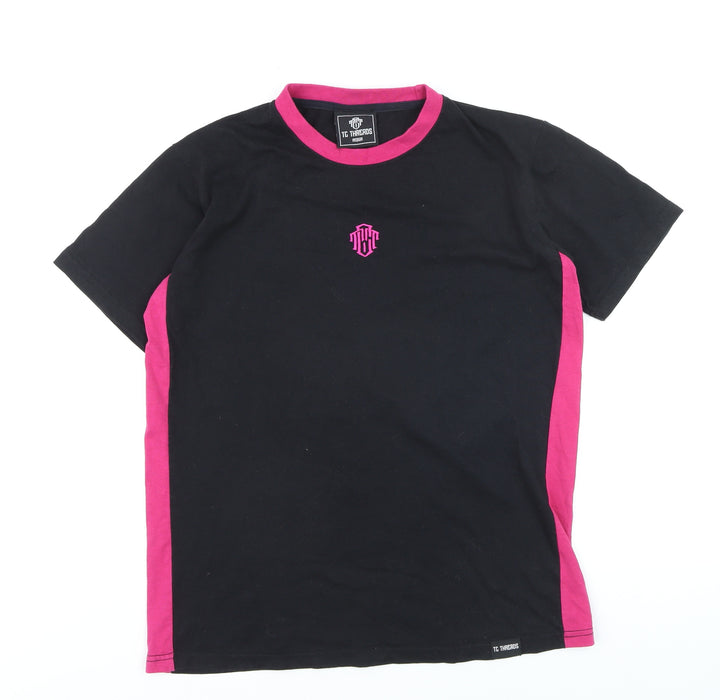 TC Threads Men's Black & Pink Gothic Skull Graphic Cotton T-Shirt Medium