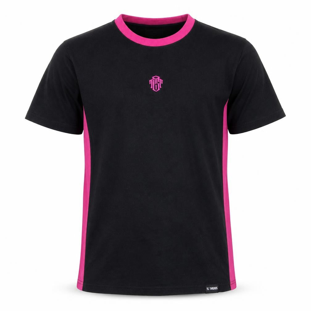 Front view of TC Threads Men's Black & Pink Gothic Skull Graphic Cotton T-Shirt Medium