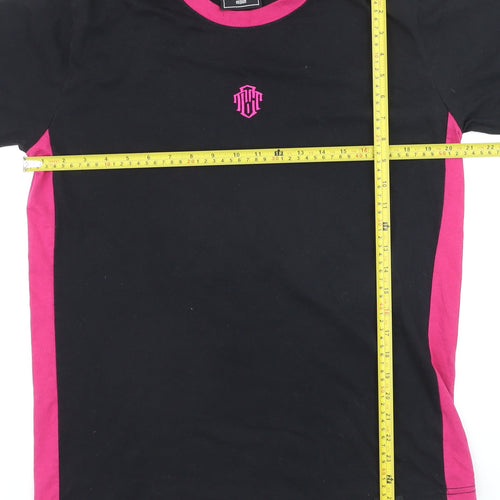 TC Threads Men's Black & Pink Gothic Skull Graphic Cotton T-Shirt Medium