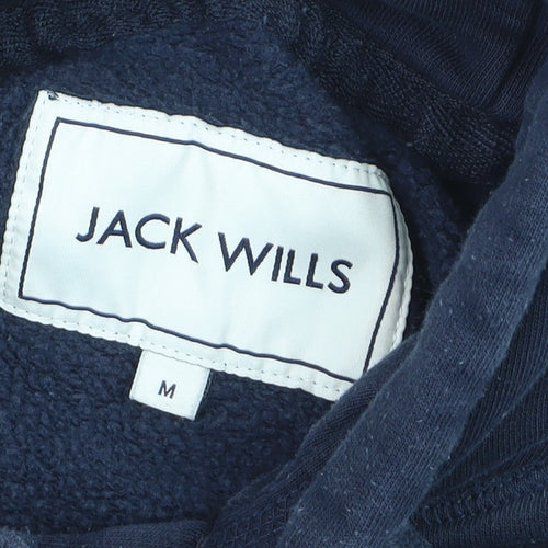 Jack Wills Men's Blue Pullover Hoodie M Regular Fit Logo Fleece