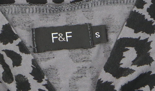 F&F Women’s Grey Animal Print Short Sleeve Collared Camisole Blouse Size S