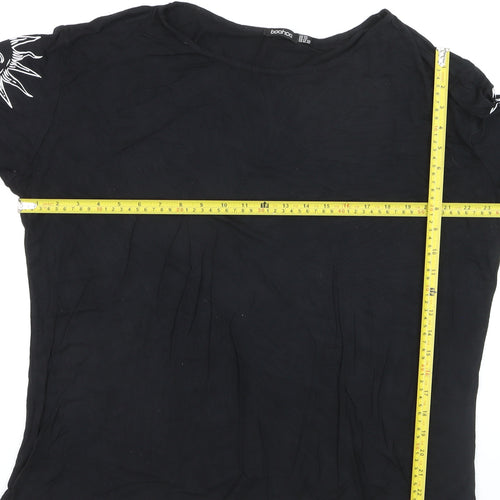 Boohoo Womens Black Celestial Print Long Sleeve T-Shirt Size 20