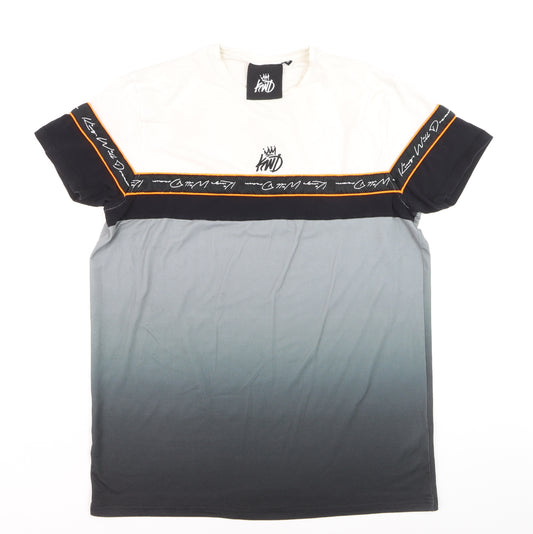 KWD Men's Multicoloured XL Crew Neck Colourblock T-Shirt