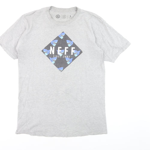 Neff Men’s Grey Graphic Print Crew Neck Short Sleeve T-Shirt Size L