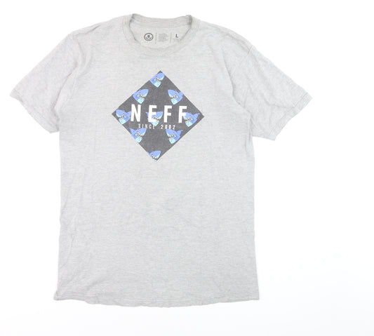 Neff Men’s Grey Graphic Print Crew Neck Short Sleeve T-Shirt Size L
