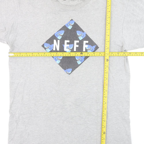 Neff Men’s Grey Graphic Print Crew Neck Short Sleeve T-Shirt Size L