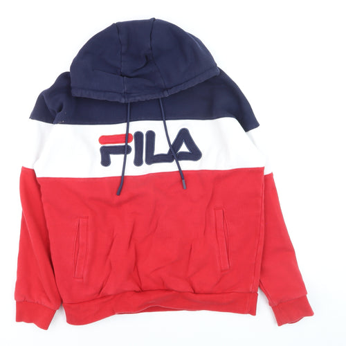 Fila Boys Multicoloured Hoodie M Red Navy White Pullover Cotton Blend