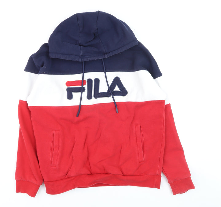 Fila Boys Multicoloured Hoodie M Red Navy White Pullover Cotton Blend