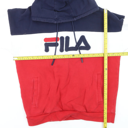 Fila Boys Multicoloured Hoodie M Red Navy White Pullover Cotton Blend