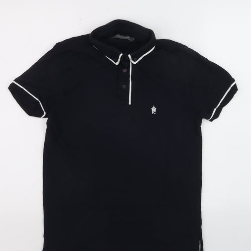 French Connection Men's Black Cotton Polo Shirt Size M Classic Fit
