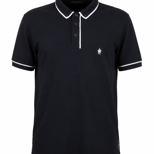 French Connection Men's Black Cotton Polo Shirt Size M Classic Fit