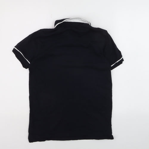 French Connection Men's Black Cotton Polo Shirt Size M Classic Fit