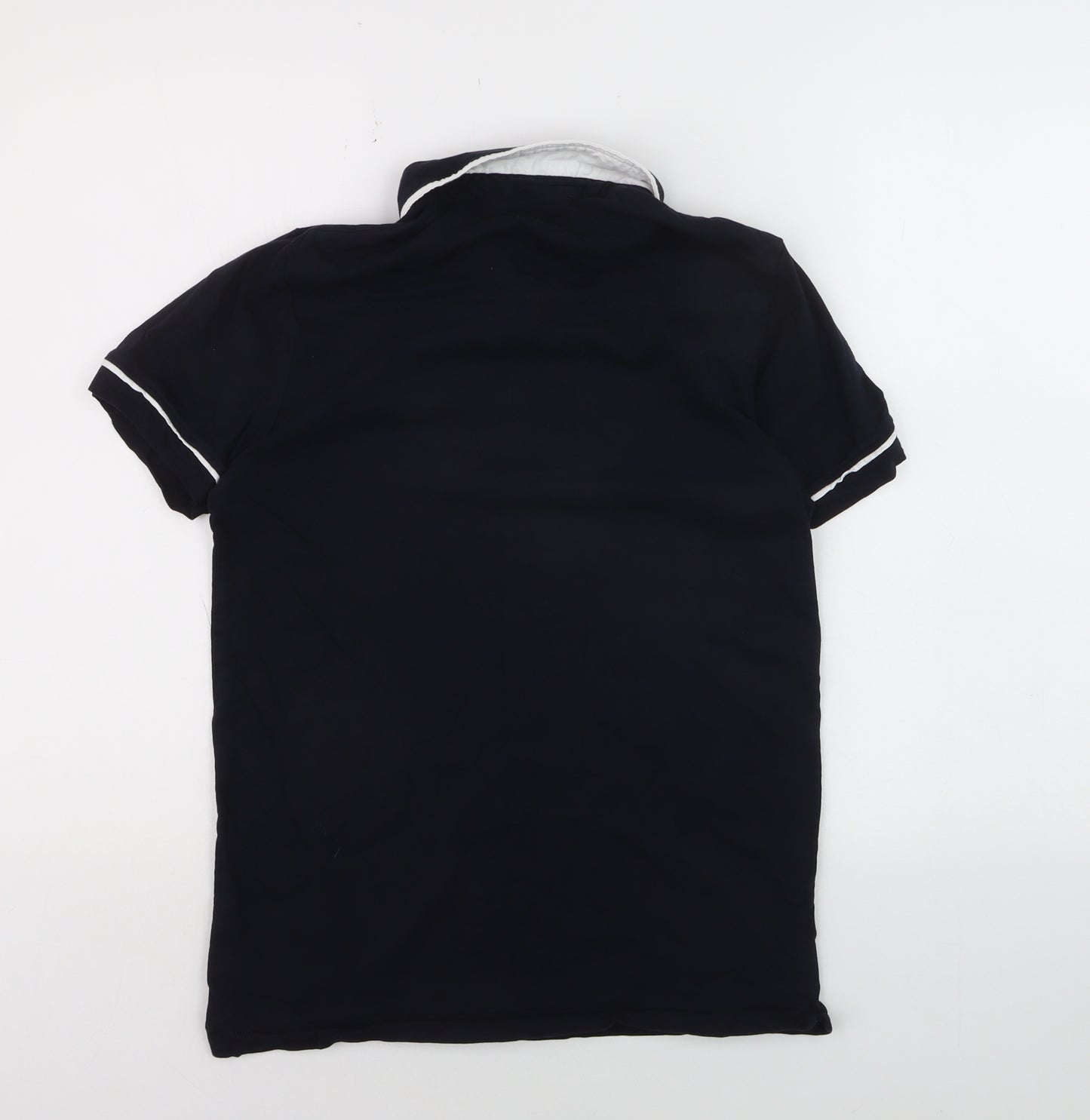 French Connection Men's Black Cotton Polo Shirt Size M Classic Fit