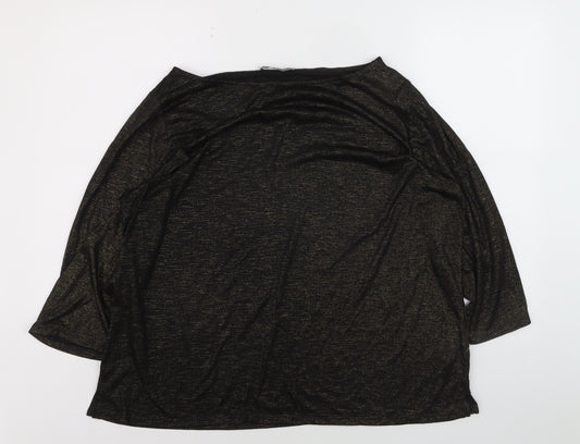 Nutmeg Women Black Glitter 3/4 Sleeve Plus Size 22 T-Shirt