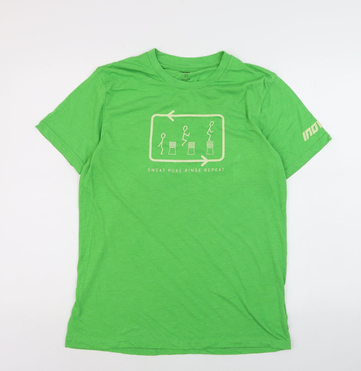 INOV-8 Men's Green Graphic Sports T-Shirt Size L Lightweight Gym Top