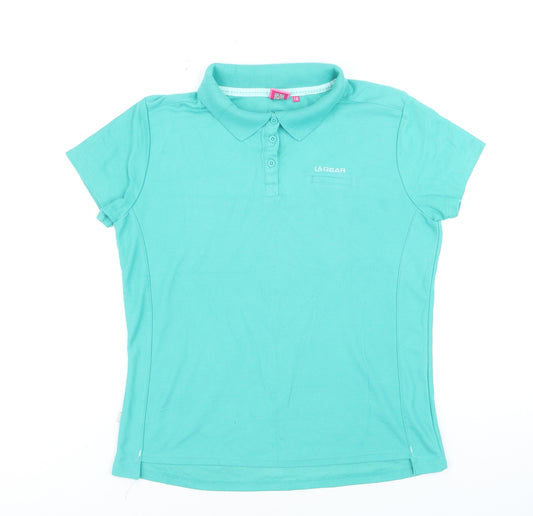 LA Gear Womens Green Polo Shirt Size 16 Short Sleeve Cotton Top