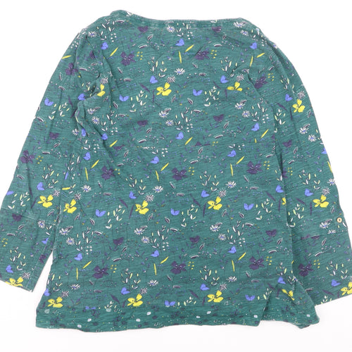 Mantaray Women’s Green Floral Cotton Tunic Blouse Size 10