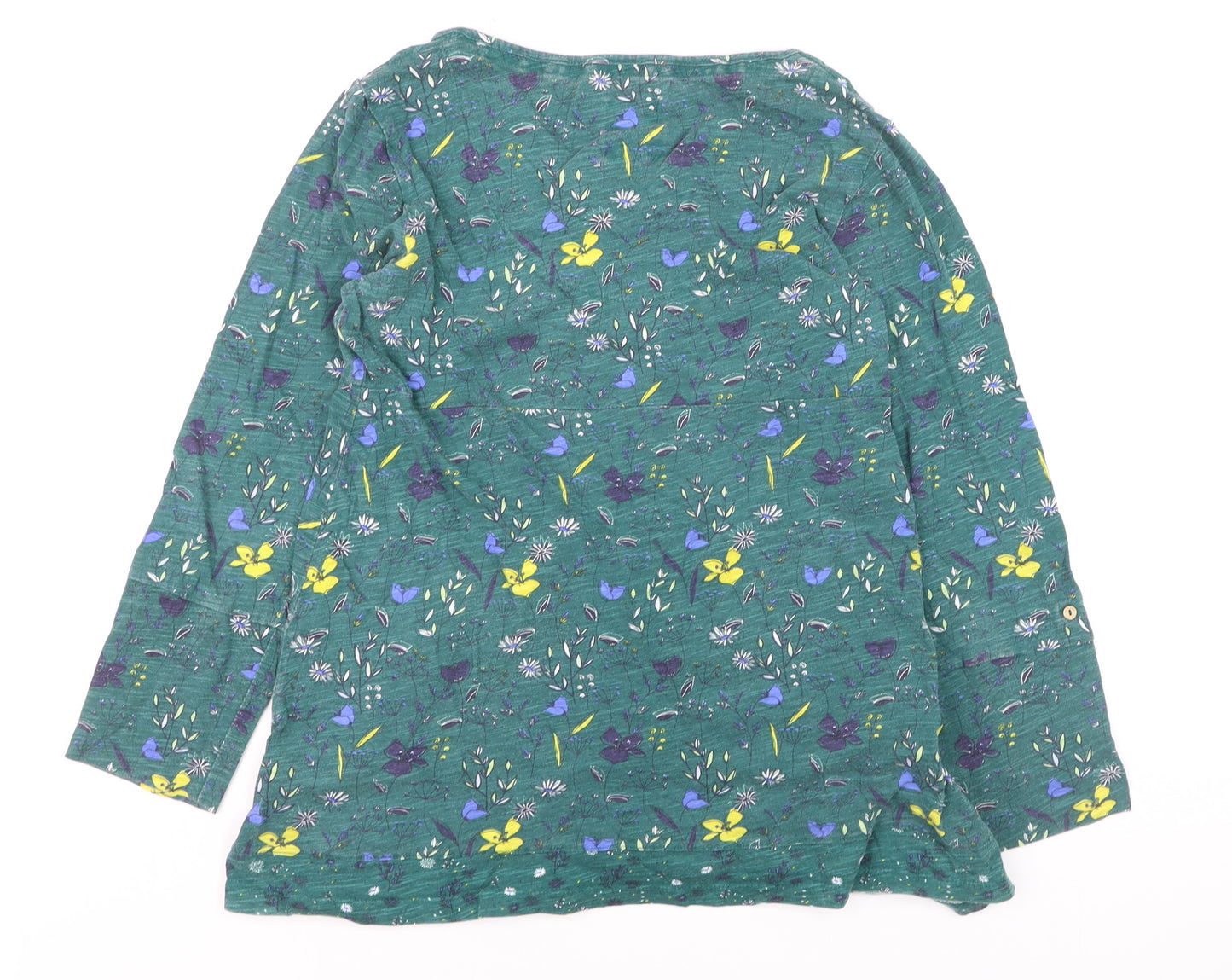 Mantaray Women’s Green Floral Cotton Tunic Blouse Size 10