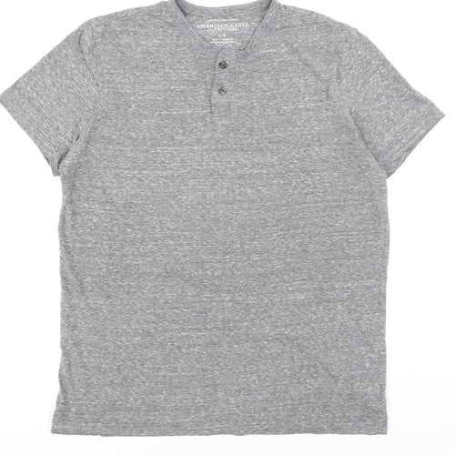 American Eagle Outfitters Men’s Grey Henley T-Shirt L Athletic Fit
