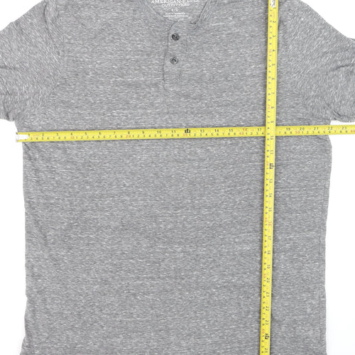 American Eagle Outfitters Men’s Grey Henley T-Shirt L Athletic Fit
