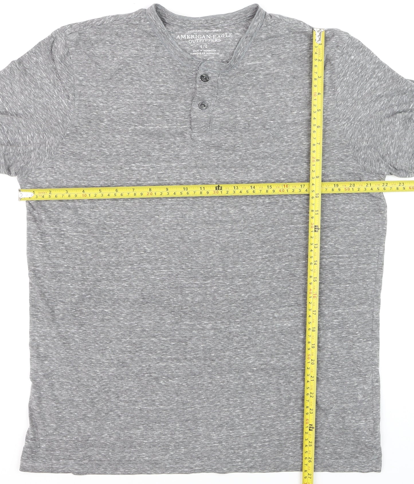 American Eagle Outfitters Men’s Grey Henley T-Shirt L Athletic Fit